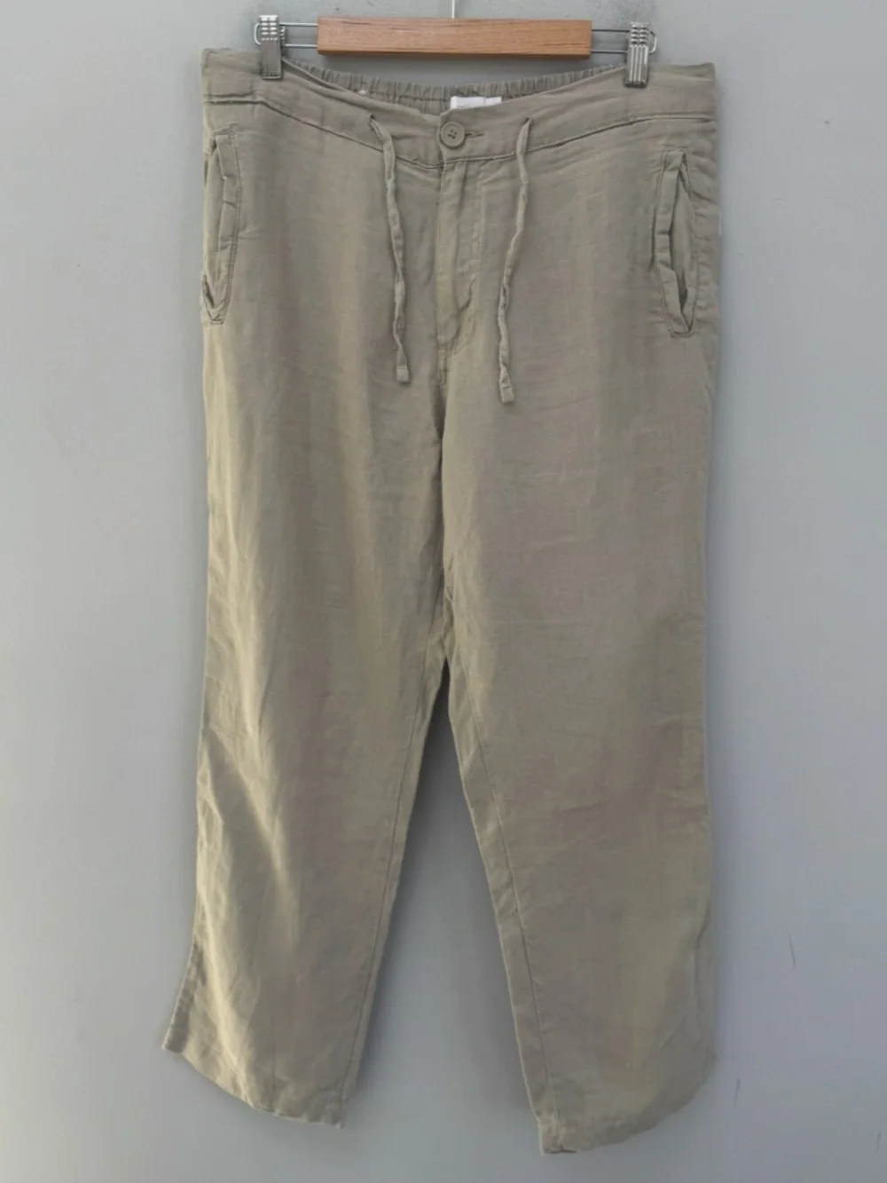 Onia Beige Linen Drawstring Pants in Large